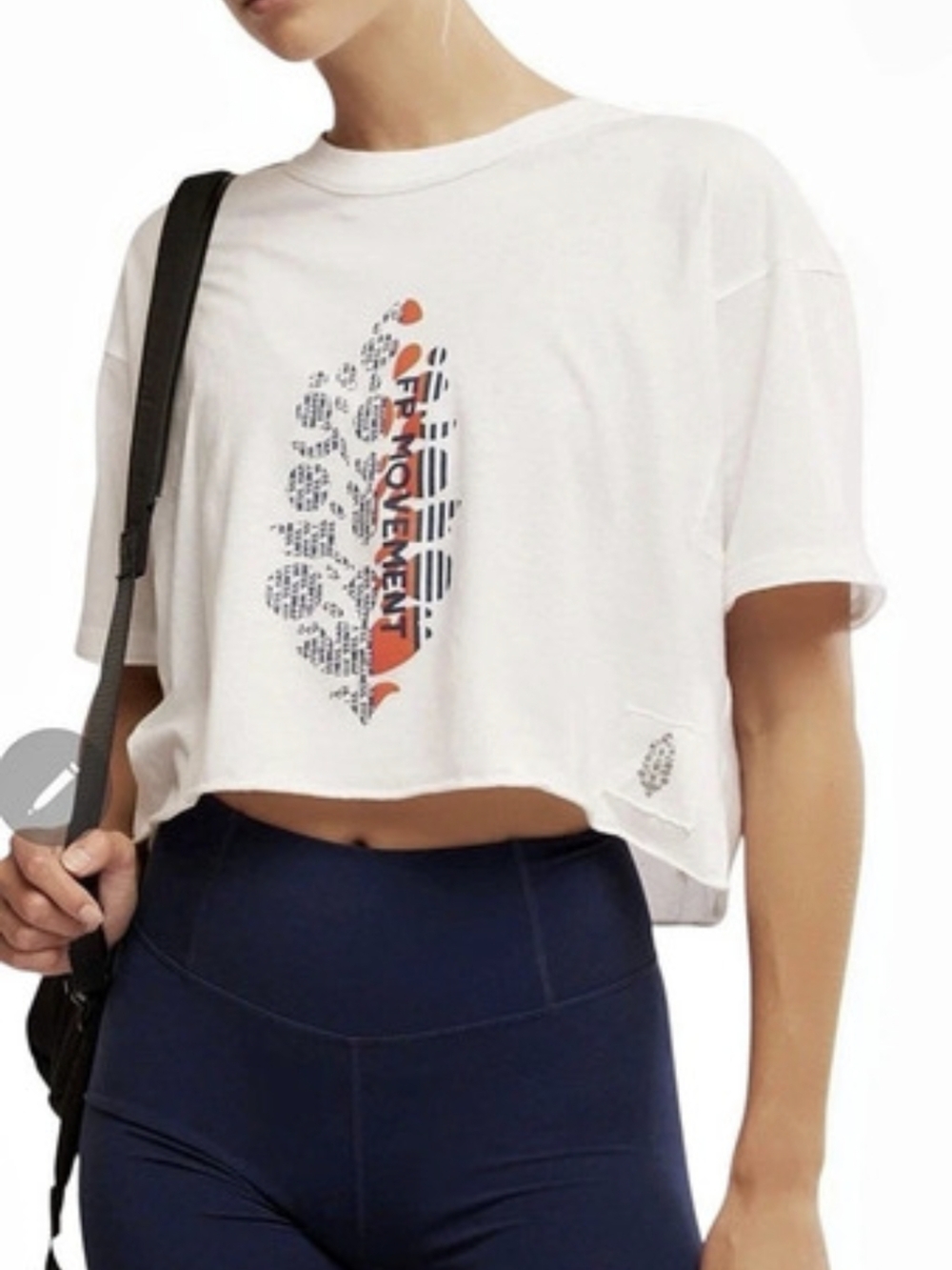 Free PEOPLE Logo Cropped Tee in White Size XS NWT